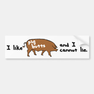 Autocollant De Voiture J'aime des bouts de porc et je ne peux pas me