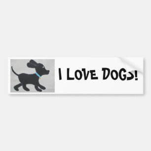 AUTOCOLLANT DE VOITURE J'AIME DES CHIENS !