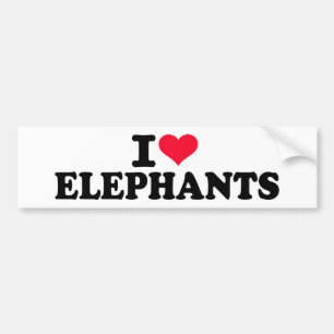 Autocollant De Voiture J'aime des éléphants