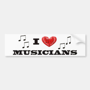 AUTOCOLLANT DE VOITURE J'AIME DES MUSICIENS