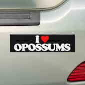 AUTOCOLLANT DE VOITURE J'AIME DES OPOSSUMS (En voiture)