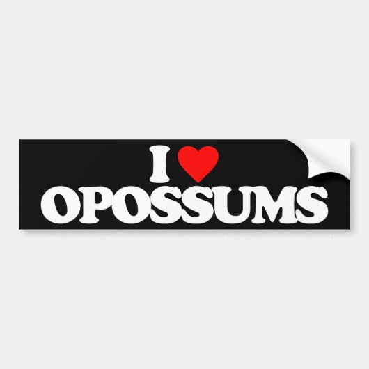 AUTOCOLLANT DE VOITURE J'AIME DES OPOSSUMS (Devant)