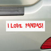 AUTOCOLLANT DE VOITURE J'AIME DES PANDAS ! (En voiture)