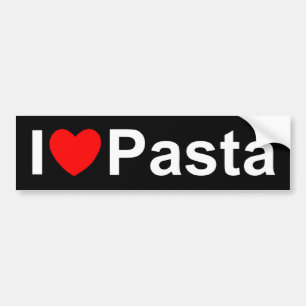 Autocollant De Voiture J'aime des pâtes (de coeur)