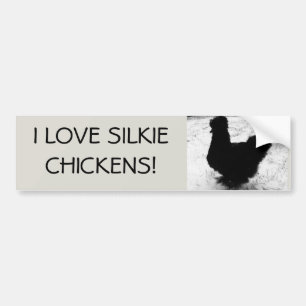 Autocollant De Voiture J'aime des poulets de silkie