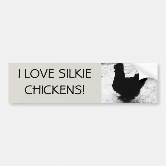 Autocollant De Voiture J'aime des poulets de silkie (Devant)