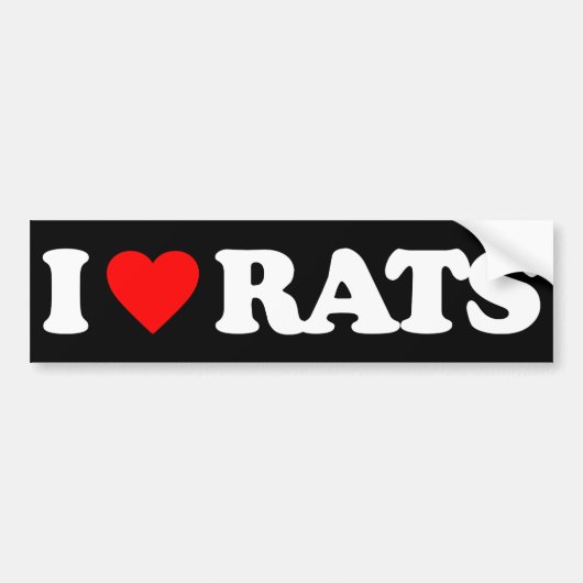 AUTOCOLLANT DE VOITURE J'AIME DES RATS (Devant)