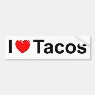 Autocollant De Voiture J'aime des tacos (de coeur)