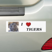 Autocollant De Voiture J'aime des tigres (En voiture)