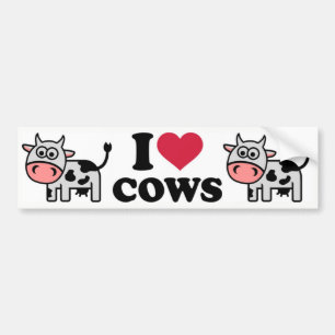 Autocollant De Voiture J'aime des vaches