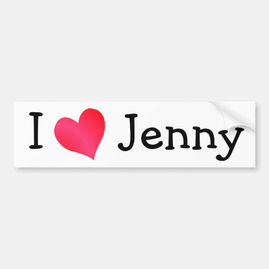 Autocollant De Voiture J'aime Jenny (Devant)