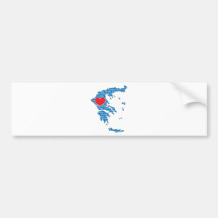 Autocollant De Voiture J'aime la carte de la Grèce