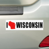 Autocollant De Voiture J'aime la forme du Wisconsin (En voiture)