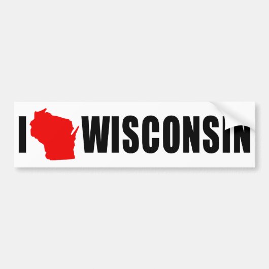 Autocollant De Voiture J'aime la forme du Wisconsin (Devant)