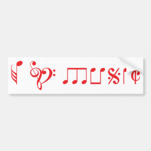 Autocollant De Voiture J'aime la musique, écrite avec des notes de