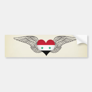 Autocollant De Voiture J'aime la Syrie - ailes