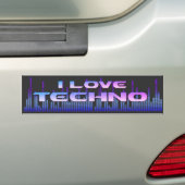 Autocollant De Voiture J'aime la techno (En voiture)