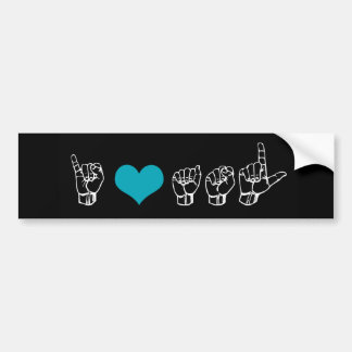 Autocollant De Voiture J'aime l'adhésif pour pare-chocs d'ASL (langue des