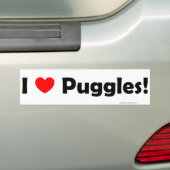 Autocollant De Voiture J'aime l'adhésif pour pare-chocs de Puggles (En voiture)