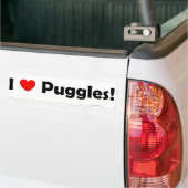 Autocollant De Voiture J'aime l'adhésif pour pare-chocs de Puggles (Sur camion)