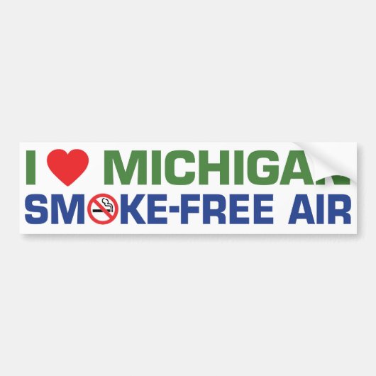 Autocollant De Voiture J'aime l'air sans fumée du Michigan (Devant)