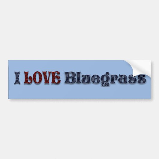 AUTOCOLLANT DE VOITURE J'AIME L'AUTOCOLLANT DE BLUEGRASS-BUMPER (Devant)
