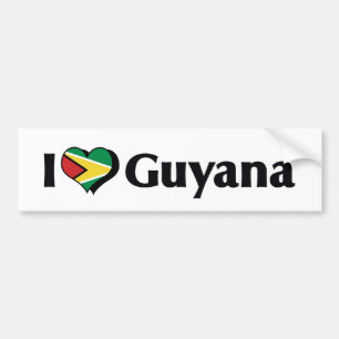 Autocollant De Voiture J'aime le drapeau de Guyana