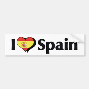Autocollant De Voiture J'aime le drapeau de l'Espagne