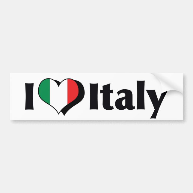 Autocollant De Voiture J'aime le drapeau de l'Italie (Devant)