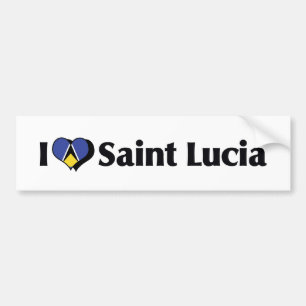 Autocollant De Voiture J'aime le drapeau de Sainte-Lucie