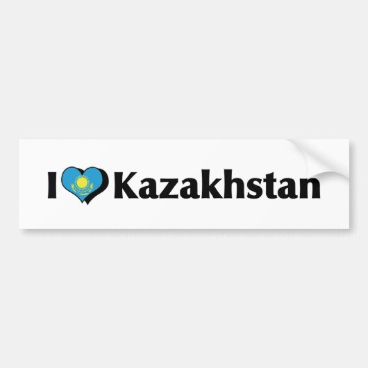 Autocollant De Voiture J'aime le drapeau du Kazakhstan (Devant)