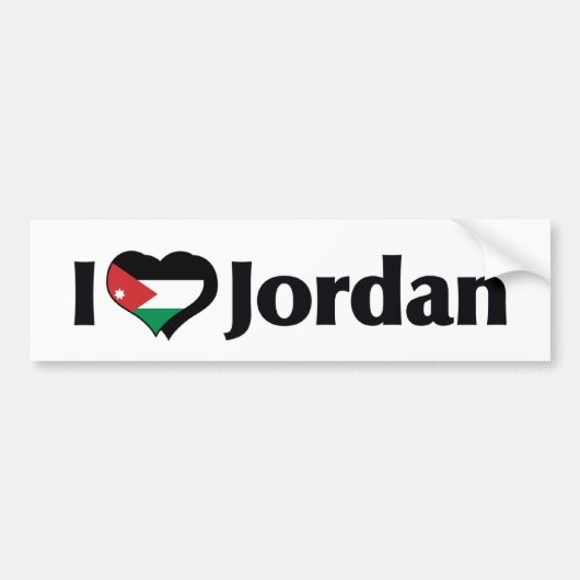 Autocollant De Voiture J'aime le drapeau jordanien (Devant)
