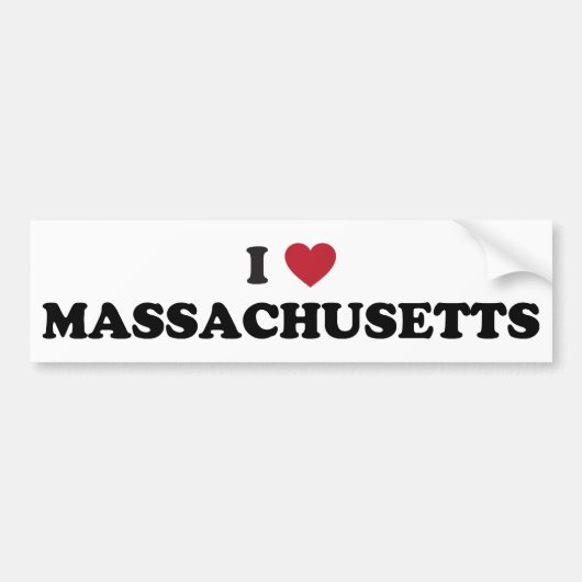 Autocollant De Voiture J'aime le Massachusetts (Devant)