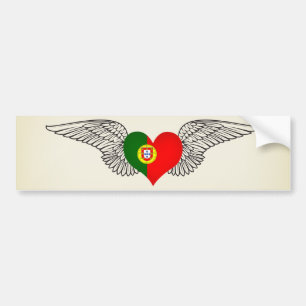 Autocollant De Voiture J'aime le Portugal - ailes