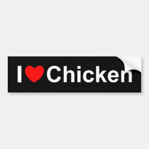 Autocollant De Voiture J'aime le poulet (de coeur)