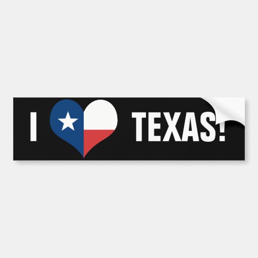 Autocollant De Voiture J'aime le Texas (Devant)