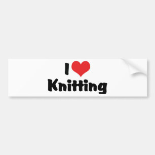 Autocollant De Voiture J'aime le tricot coeur