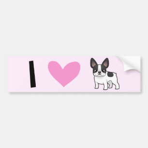 Autocollant De Voiture J'aime les bouledogues français