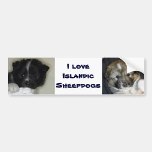 Autocollant De Voiture J'aime les chiens de berceau islandais