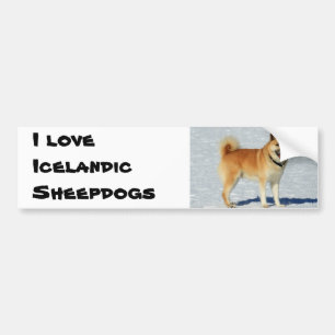 Autocollant De Voiture J'aime les chiens de berceau islandais