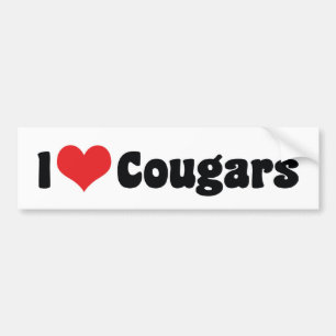 Autocollant De Voiture J'aime les cougars au coeur