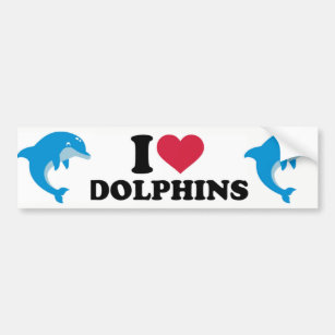 Autocollant De Voiture J'aime les dauphins