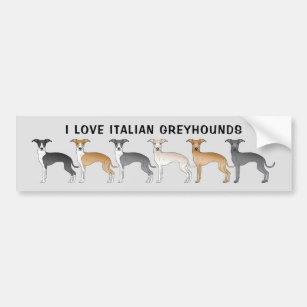 Autocollant De Voiture J'Aime Les Greyhounds Italiens Avec De Mignons Chi