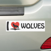 Autocollant De Voiture J'aime les loups (En voiture)
