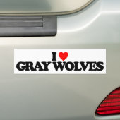 AUTOCOLLANT DE VOITURE J'AIME LES LOUPS GRIS (En voiture)