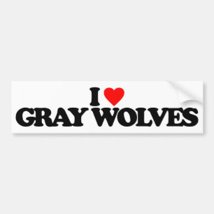 AUTOCOLLANT DE VOITURE J'AIME LES LOUPS GRIS