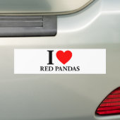 Autocollant De Voiture J'aime les pandas rouges (En voiture)