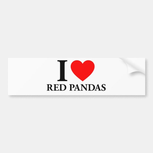 Autocollant De Voiture J'aime les pandas rouges (Devant)