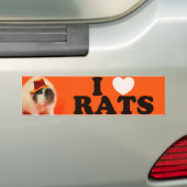 Autocollant De Voiture J'aime les rats (en casquette) (En voiture)