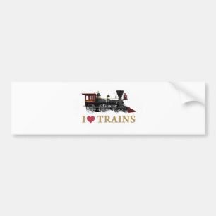 Autocollant De Voiture J'aime les trains